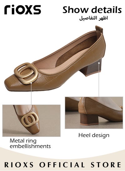 Buy Women's Square Closed Toe Chunky Heels Comfortable Block Low Heel Dress Shoes Low Heel For Office Work Business Formal Occasions in Saudi Arabia