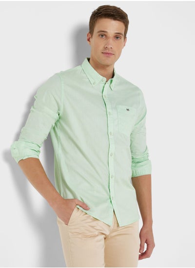 Buy Men Green Slim Fit Casual Cotton Shirt in UAE