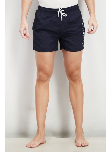 اشتري Men Brand Print Board Short Swimwear, Navy في السعودية