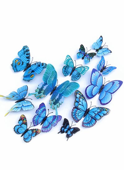 اشتري Butterfly Wall Sticker, Magnetic 3D Butterfly Mural Decal, Removable Decorative Wall Sticker for Kids Room Bedroom Living Room Office Party Decoration (12pcs, Blue) في الامارات