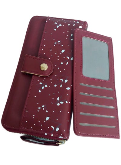 Buy Large Faux Leather Women Wallet Zipper Design With Front Pocket And cards holders in Egypt