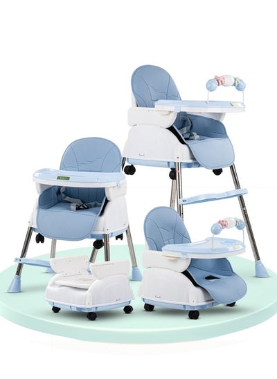 Buy 4 In 1 Nora Convertible High Chair For Kids With Adjustable Height And Footrest Baby Toddler Feeding Booster Seat With Tray Safety Belt Kids High Chair For Baby 6 Months To 4 Years Blue in UAE