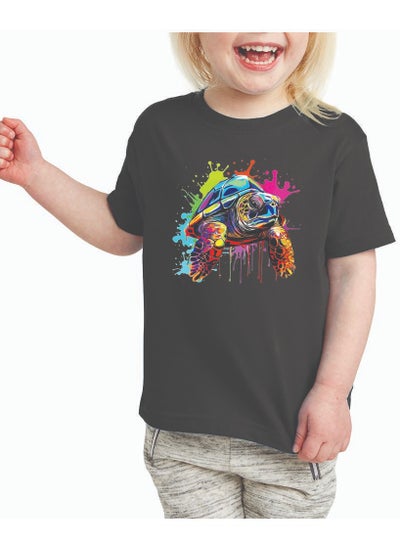 Buy Girls Black Colour Drip T-Shirt - Round Neck Short Sleeve Cotton T-Shirt - Soft and Comfortable Kids Girls Tshirt - Perfect for Everyday Wear in UAE