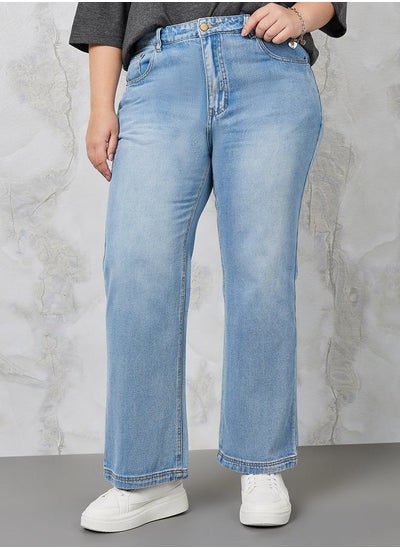 Buy Stone Wash Wide Leg Jeans in Saudi Arabia