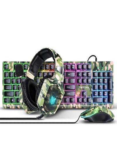 Buy 3-in-1 Gaming Combo Wired Keyboard And Mouse With Headphone in UAE