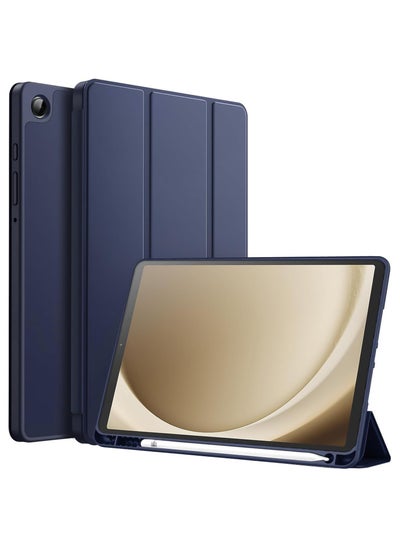 Buy Case with Pen Holder, Soft TPU Back Trifold Stand Protective Smart Cover Flip, Auto Wake&Sleep For Samsung Galaxy Tab A9 8.7 inch Tablet Cover [SM-X110/X115/X117] Blue in Egypt