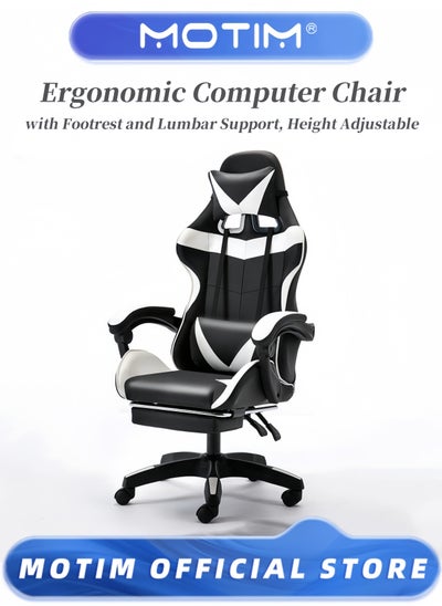 Buy Gaming Chair Computer Chair with Footrest and Lumbar Support Height Adjustable 360° Swivel Seat in Saudi Arabia