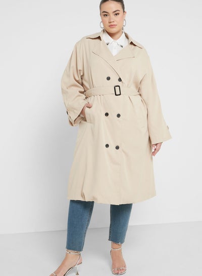 Buy Double Breasted Belted Trench Coat in Saudi Arabia