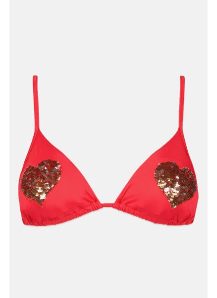 اشتري Women Embellished Padded Bikini Top, Red في السعودية