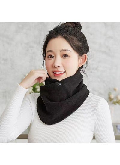 Buy Winter Velvet Thickened Warm Neck Protection Scarf for Men and Women Riding Cold-proof Windproof Multifunctional All-match Scarf Neck SetBlack [double button fleece neck]] Black [double button fleece neck]] in UAE