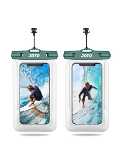 Buy Floating Waterproof Phone Pouch up to 7", Float Waterproof Case Underwater Dry Bag for iPhone 14 13 12 11 Plus Pro Max XS XR 8 7 Plus Galaxy Pixel for Pool Beach Swimming Travel -2 Pack, Green in Saudi Arabia