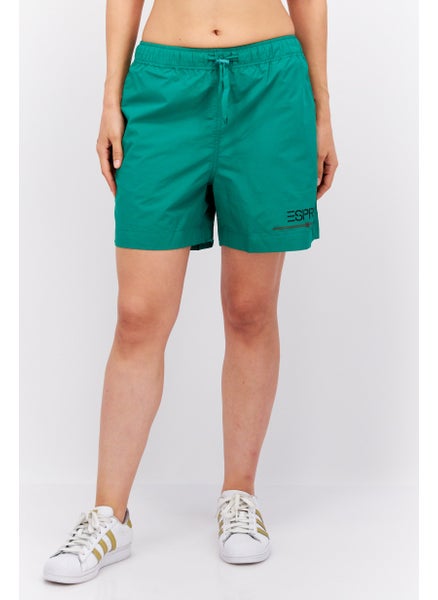 Buy Women Brand Logo Basic Shorts, Green in UAE