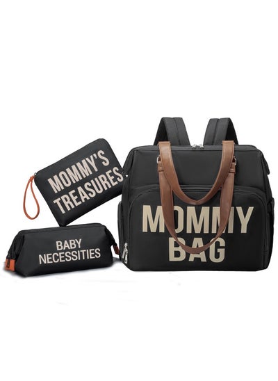 Buy Mama Tote Bag Maternity Diaper Mommy Large Capacity Bag Women Nappy Organizer Stroller Bag Baby Care Travel Backpack Mom Gifts,Black in Saudi Arabia