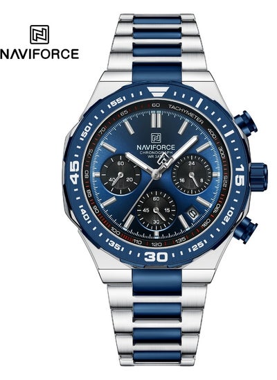 Buy NAVIFORCE NF8049 New Men Watch Sport Top Brand Luxury Military Chronograph Stainless Steel Quartz Male Clock in UAE