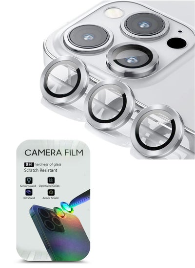 اشتري Premium Camera Lens Film Protector Shield For Apple iPhone 15 Pro 2023 Clear/Silver في السعودية