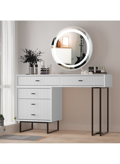 Buy Makeup Vanity Desk Set with Drawers, Large Modern Makeup Dressing Table Bedroom Vanity Sets Storage Dresser Furniture Set without Mirror in UAE