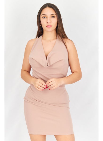 Buy Women Plain Mini Dress, Dark Beige in UAE