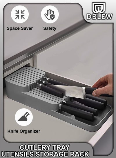 Plastic Knife Block Holder In Drawer Knives Storage Rack Stand Cabinet ...