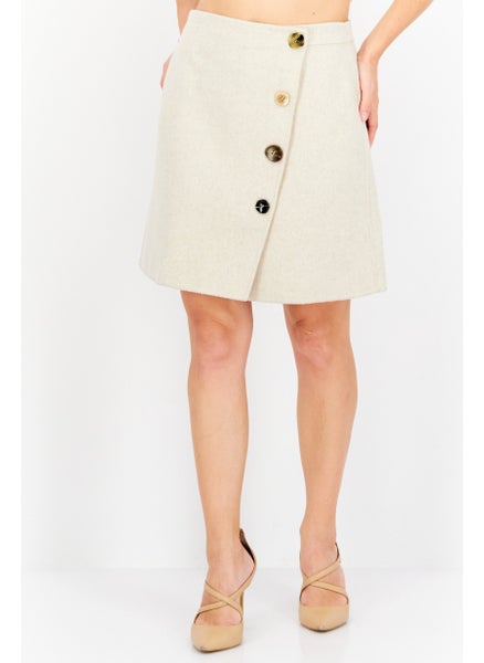 اشتري Women Textured Mini Skirt, Taupe في الامارات