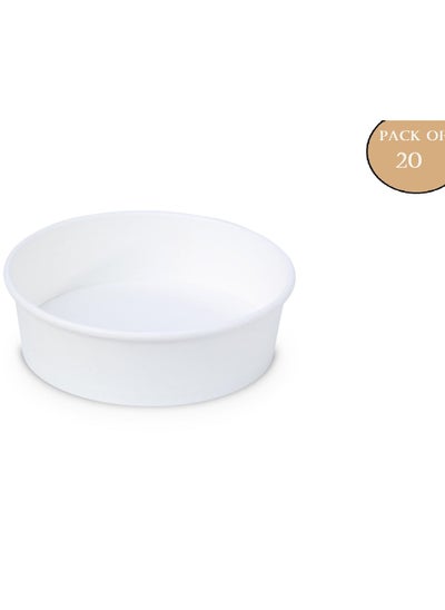 Buy ProdelPak Round Paper Bowl White PP Lid 20 Pieces in UAE