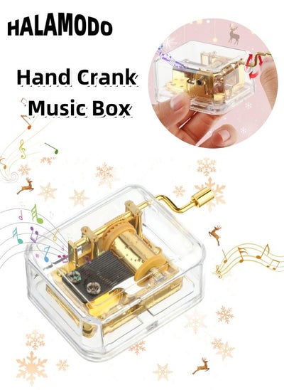 Buy Music Box Acrylic Clear Hand Crank Music Boxes Can't Help Falling in Love Case Mini Vintage Musical Boxes as Thanksgiving New Year Gifts for Lover Boyfriend Girlfriend Husband Wife in Saudi Arabia