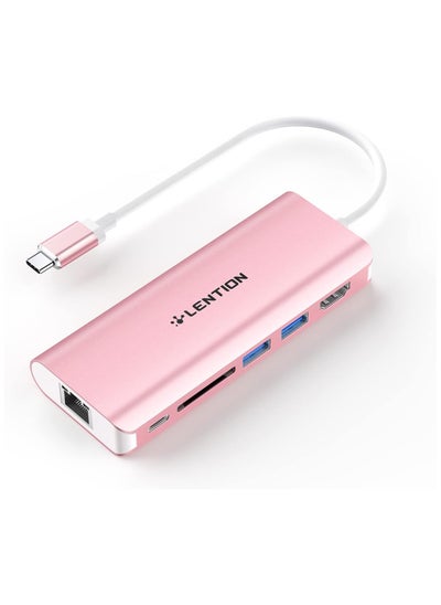 Buy LENTION USB C Hub with 4K HDMI, SD Card Reader, 2 USB 3.0, Type C Charging & Ethernet Compatible 2023-2016 MacBook Pro, New Mac Air/Surface/Steam Deck, More, Stable Driver Adapter (CB-C68, Rose Gold) in UAE