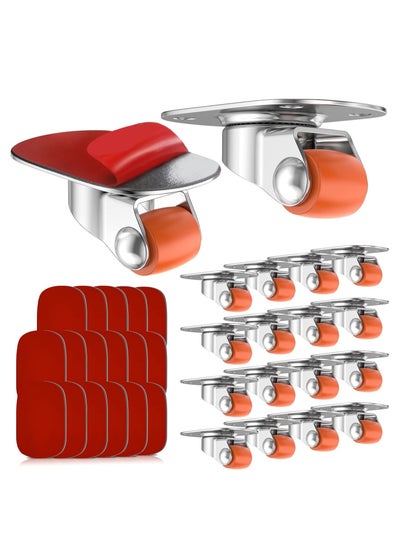 اشتري Self-Adhesive Caster Wheels - 360° Swivel, Strong Nano Adhesive, Steel Plate, 15 Lbs Load Capacity Per Caste rfor Furniture, Castor Wheels for Cart, Easy Install - Pack of 16 في السعودية