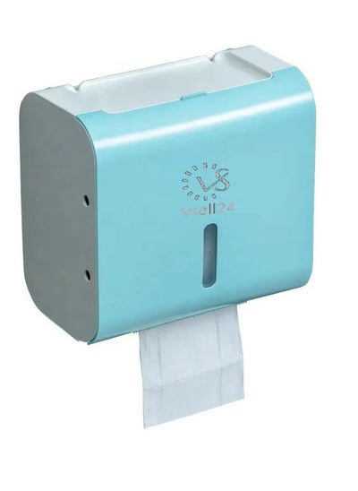 Buy Toilet Paper Napkin Holder Storage Box Compatible with Roll Paper Tissue Paper for Bathroom Kitchen Living Room Blue in UAE