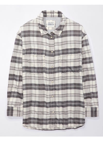 Buy AE Oversized Long-Sleeve Plaid Button-Up Shirt in Egypt