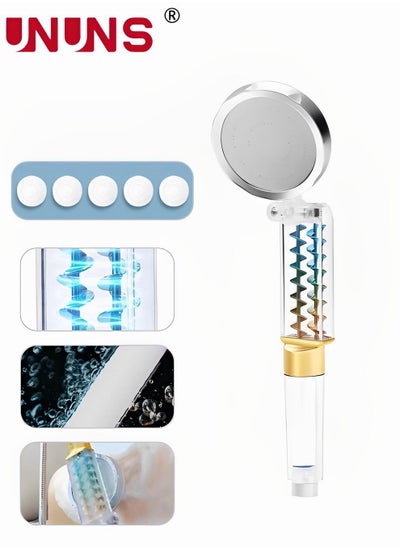 اشتري Shower Head Clear,Handheld Clamshell Shower Filter For Removes Chlorine And Harmful Pollutants,Double High Pressure Head Handheld Shower Set With 5 Filters,Massage Back,Handheld Shower في السعودية