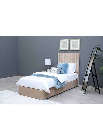 Buy Polina Single Bed Velvet Beige 90x200 cm in UAE