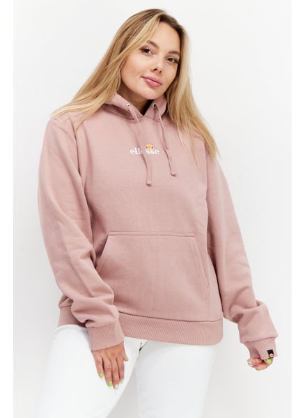 Buy Women Hooded Long Sleeve Brand Logo Sweatshirt, Pink/White in Saudi Arabia