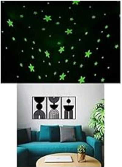 اشتري Bundle of 100 Pcs Home Wall Glow In The Dark Stars Stickers Kids Room Decoration + Geometric Mid-Century Modern Sticker wall art - Set of 3 Each 80x60 في مصر