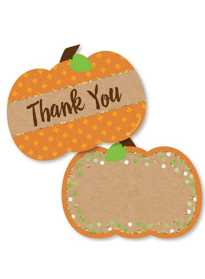 اشتري Pumpkin Patch Shaped Thank You Cards Fall Halloween Or Thanksgiving Party Thank You Note Cards With Envelopes Set Of 12 في الامارات