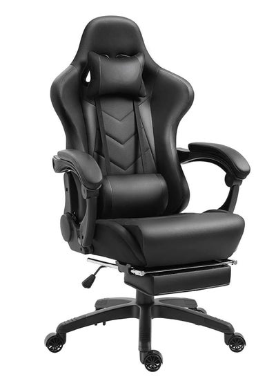 Buy Gaming Office Chair Adjustable Leather High Back Lumbar Support Comfortable Armrests Silent Casters - Perfect for Racing Office and Computer Use in UAE