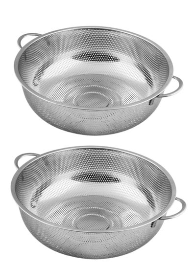 Buy ECVV |20CM, 2PCS| Multipurpose Stainless Steel Colander Strainer Drainer with Handle for Rice Fruits Vegetable Noodles Pasta Beans Grains Washing Filter Basket for Kitchen Bowl Storing and Straining Purpose in UAE