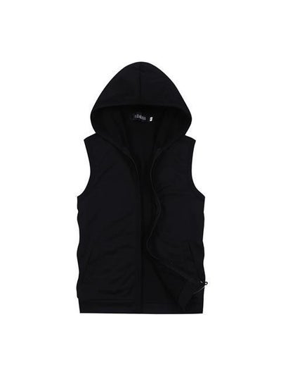 اشتري Sleeveless Hooded Sports Vest Men Spring Autumn CasualBlack Black في السعودية