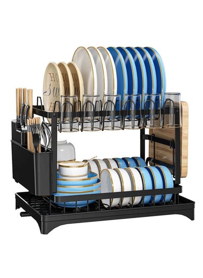 Buy Dish Rack For Kitchen Counter Top Organizer With Sink Drainer And Cutlery Shelf in UAE