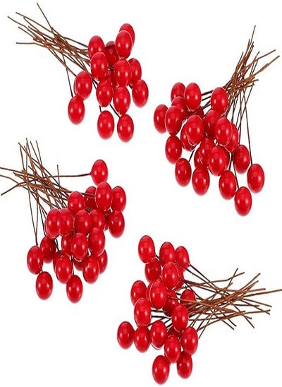 Buy 100 Pcs Red Berry, Cherry Fruit Hanging Ornaments for Christmas Decoration in Egypt