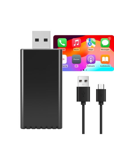 Buy Wireless CarPlay Adapter - Fastest 5GHz, Plug and Play, USB-C and USB-A Cables - Enhance CarPlay Experience with Easy Installation, Black in UAE