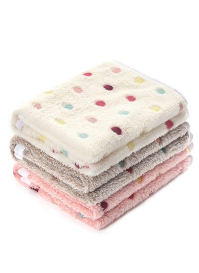 Buy 3 Blankets Super Soft and Fluffy Quality Wool Pet Blanket Facecloth Blanket for Dogs Puppies Cats Sleeping Blanket (3 Colors, 76x52cm) in Saudi Arabia