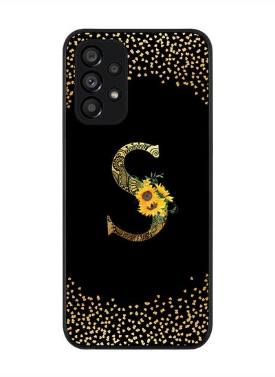 Buy Rugged Black Edge Case for Samsung Galaxy A13 (LTE / 4G), Slim fit Custom Monogram Initial Letter Mandala Floral Pattern Alphabet- S(Dark Pink Rose) in UAE