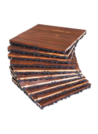 Buy Wooden Floor Tiles 30x3x30cm Wood Decking Floor Tiles Office Home Floor Diy Tiles For Garden Pack of 10 in UAE