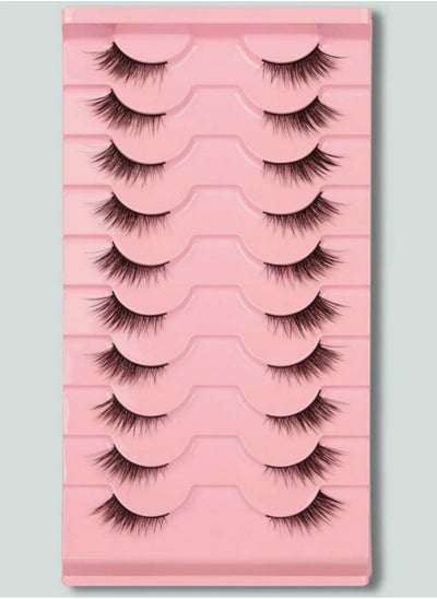 Buy 10 Pairs Full False Eyelashes Tail Elongated Thick False Eyelashes in UAE