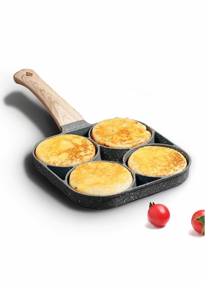 Buy Egg Pan,4-Cup Nonstick Egg Frying Pan,Easy Clean Egg Cooker Omelet Pan For Breakfast Swedish Pancake,Crepe Pan,Compatible with all heat sources(3-inch eggs) in UAE