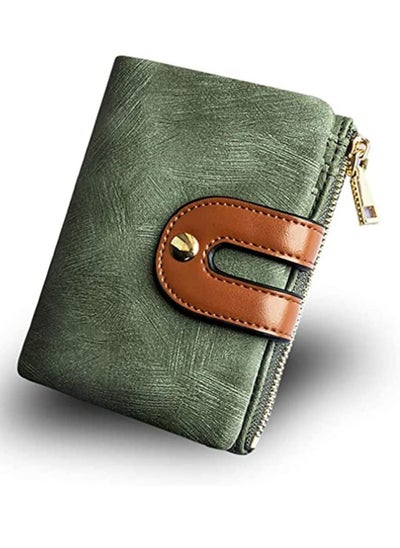 اشتري Wallet, Women's Rfid Small Bifold Leather Wallet Ladies Mini Zipper Coin Purse id card Pocket, Slim Compact Thin في الامارات