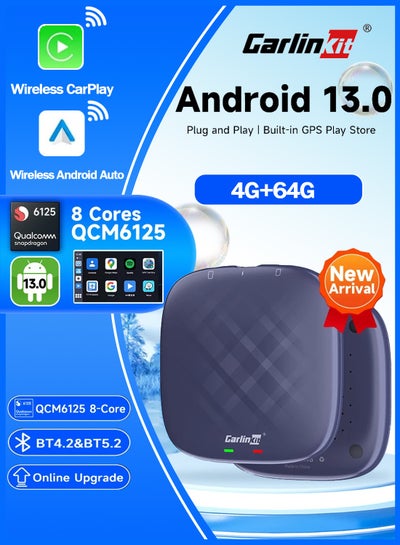 اشتري Carlinkit Android 13.0 CarPlay Ai Box 4+64GB Ultra Series With Powerful Qualcomm QCM6125 Comes with Android Auto Google Play Store في السعودية