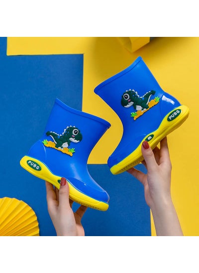 اشتري Four Seasons Childrens Rain Boots Womens Fleece-lined Warm Detachable Water Shoes Non-slip Waterproof Rain Boots Young Childrens Small and Medium-sized Childrens Boys BootsBlue [without velvet]] Blue [without velvet]] في السعودية