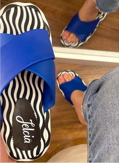 Buy Zebra Sole And Modern Rubber Shoe-Blue in Egypt