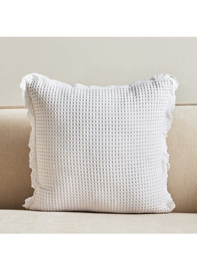 اشتري White Haven Velin Waffel Lace Filled Cushion 45 x 45 cm في السعودية